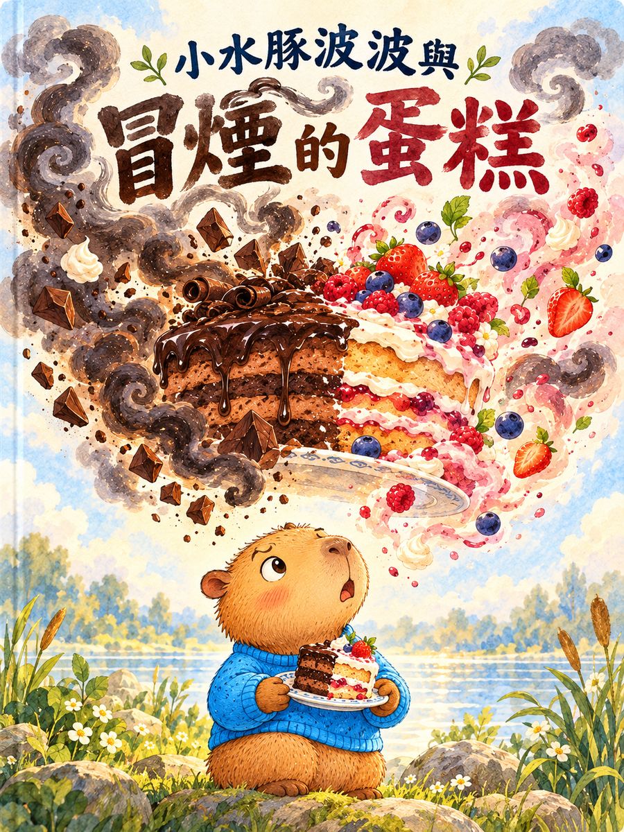 《小水豚波波與冒煙的蛋糕》封面概念稿
